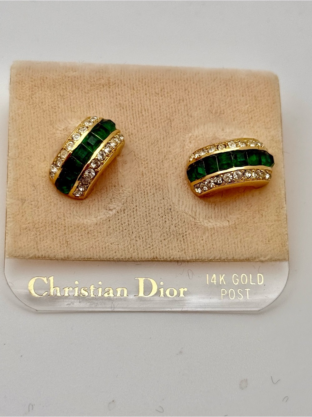 Christian Dior Gold-ToneNecklace & Earrings Set with Emerald Green Stones - Picture 2 of 3